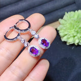 Purple Amethyst Stud Earrings 925 Sterling Silver Fine Jewelry Round Cut Crystal