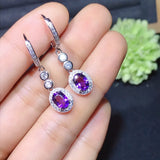 Purple Amethyst Stud Earrings 925 Sterling Silver Fine Jewelry Round Cut Crystal