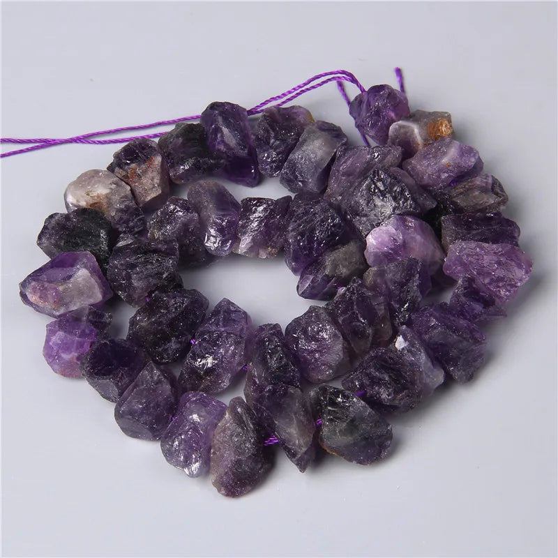 Purple Amethysts Quartz Crystal Beads Rough Semi-precious Stones