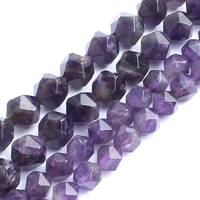 Amethyst Stone Beads 15inch Round Faceted Gem Beads 6/8/10mm for Bracelet