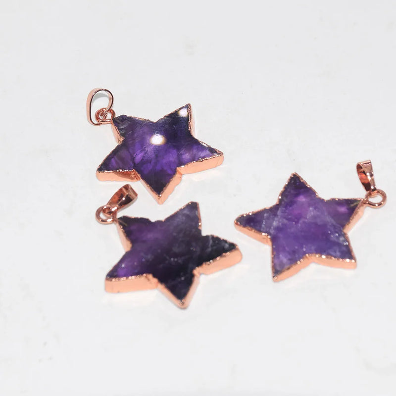 Amethyst Stone Star Pendant Chakra Necklace