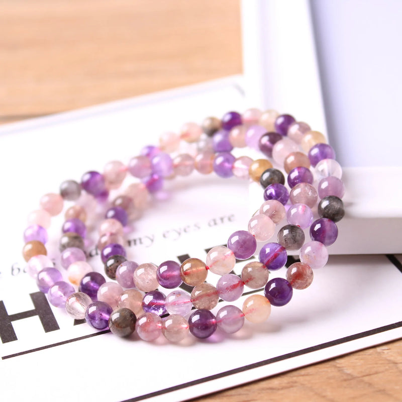 Natural Purple Cacoxenite Auralite 23 6mm Bracelet Women