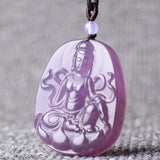 Natural Purple Chalcedony Guanyin Pendant