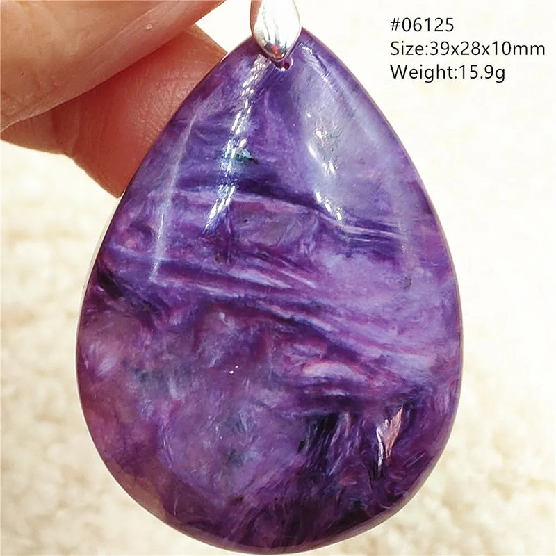 Charoite Gemstone Pendant with 925 Sterling Silver Chain
