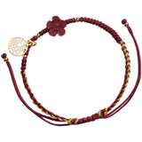Purple Cinnabar Beauty Flower Red Rope Lucky Bangle Bracelet