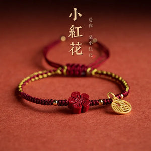 Purple Cinnabar Beauty Flower Red Rope Lucky Bangle Bracelet