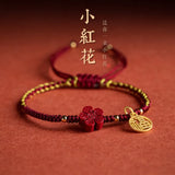 Purple Cinnabar Beauty Flower Red Rope Lucky Bangle Bracelet
