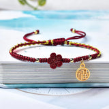 Purple Cinnabar Beauty Flower Red Rope Lucky Bangle Bracelet