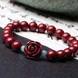 Hand Woven DIY Purple Cinnabar Rose Bracelet 8mm Beads