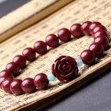 Hand Woven DIY Purple Cinnabar Rose Bracelet 8mm Beads