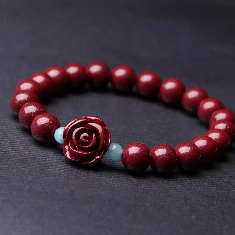 Hand Woven DIY Purple Cinnabar Rose Bracelet 8mm Beads