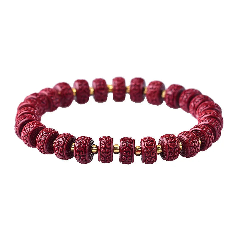 Natural Purple Cinnabar Lucky Bracelet Raw Ore Freckle Beads Charm Women Bangle