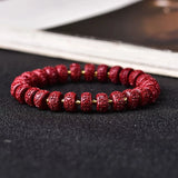 Natural Purple Cinnabar Lucky Bracelet Raw Ore Freckle Beads Charm Women Bangle