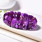 Purple Crystal Hand Carved Jade Bracelet - Men's and Women's Gift