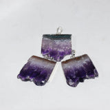 Natural Purple Crystal Quartz Stone Square Geode Druzy Amethysts Pendant