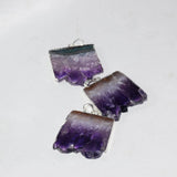 Natural Purple Crystal Quartz Stone Square Geode Druzy Amethysts Pendant