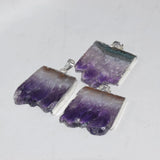 Natural Purple Crystal Quartz Stone Square Geode Druzy Amethysts Pendant
