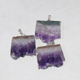 Natural Purple Crystal Quartz Stone Square Geode Druzy Amethysts Pendant