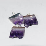 Natural Purple Crystal Quartz Stone Square Geode Druzy Amethysts Pendant