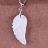 Purple Crystal Rose Pink Quartz Reiki Fluorite Stone Angel Wing Pendant