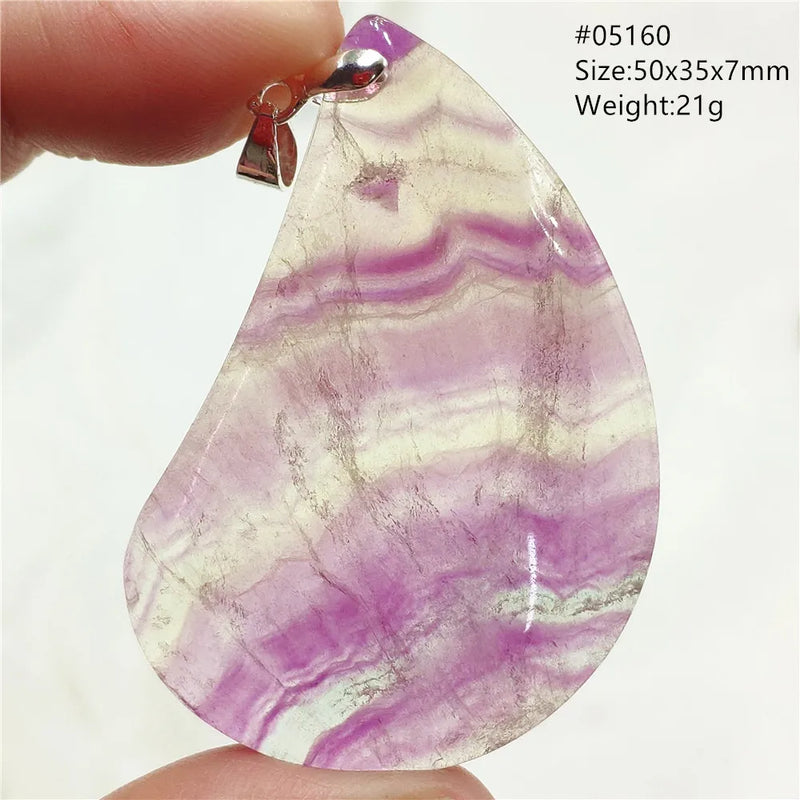 Purple Fluorite Quartz Oval Pendant Jewelry Bead Water Drop Round Rainbow AAAAAA