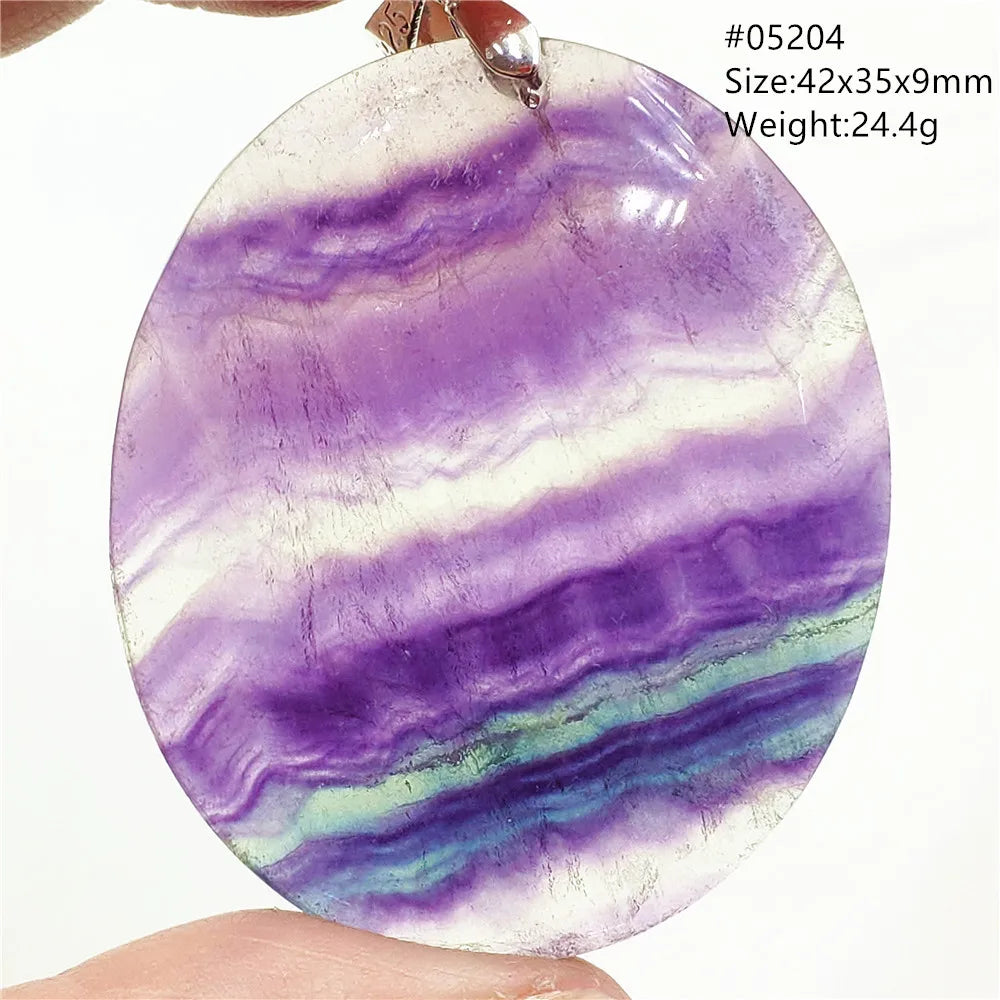 Purple Fluorite Quartz Round Pendant Necklace AAAAA