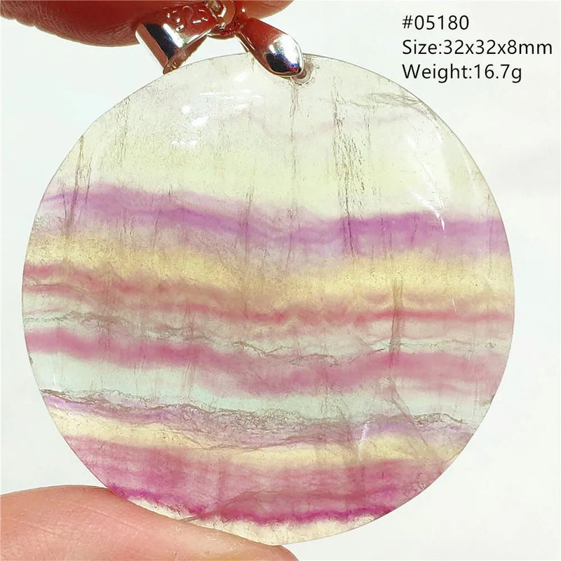 Purple Fluorite Quartz Round Pendant Necklace AAAAA