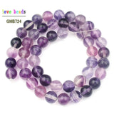 Purple Fluorite Stone Beads Round Loose Beads DIY Jewelry Making 15'' Strand