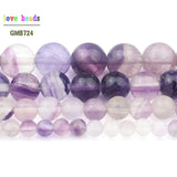 Purple Fluorite Stone Beads Round Loose Beads DIY Jewelry Making 15'' Strand