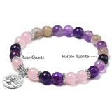 Purple Fluorite Yoga Bracelet Rose Quartz Chakra Jewelry