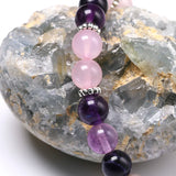 Purple Fluorite Yoga Bracelet Rose Quartz Chakra Jewelry
