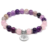 Purple Fluorite Yoga Bracelet Rose Quartz Chakra Jewelry