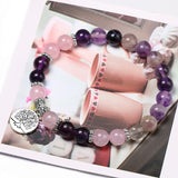 Purple Fluorite Yoga Bracelet Rose Quartz Chakra Jewelry