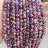 Purple Ghost Quartz Beads Round Smooth Amethyst Crystal Beads