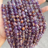 Purple Ghost Quartz Beads Round Smooth Amethyst Crystal Beads
