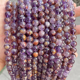 Purple Ghost Quartz Beads Round Smooth Amethyst Crystal Beads