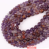 Purple Ghost Quartz Crystals Round Beads 15'' Pick Size 6/8/10/12mm