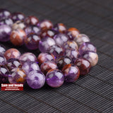 Purple Ghost Quartz Crystals Round Beads 15'' Pick Size 6/8/10/12mm