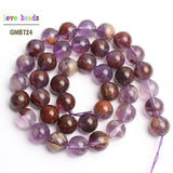 Purple Ghost Quartz Round Beads 15in Strand for Jewelry Making