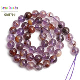 Purple Ghost Quartz Round Beads 15in Strand for Jewelry Making