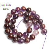 Purple Ghost Quartz Round Beads 15in Strand for Jewelry Making