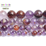 Purple Ghost Quartz Round Beads 15in Strand for Jewelry Making