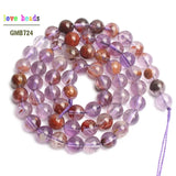 Purple Ghost Quartz Round Beads 15in Strand for Jewelry Making