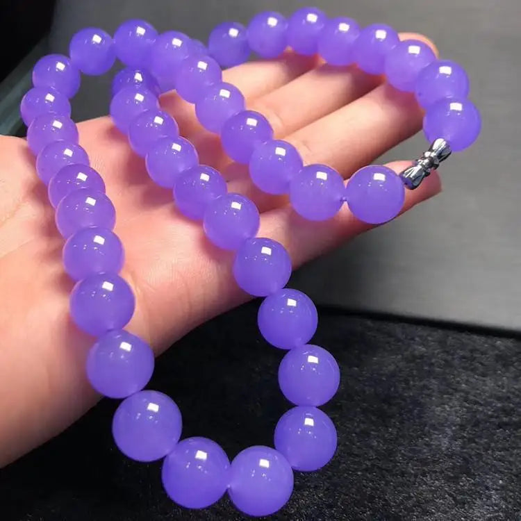 Natural Purple Jadeite Choker Necklace Women Burma Jades Lavender Fine Jewelry