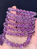 Lavender Amethyst Quartz Crystal Bracelet 8.5mm Round Beads Woman Men