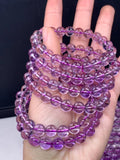 Lavender Amethyst Quartz Crystal Bracelet 8.5mm Round Beads Woman Men