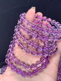 Lavender Amethyst Quartz Crystal Bracelet 8.5mm Round Beads Woman Men