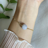 Natural Purple Lavender Jades Stone Single Bead Chains Bracelet