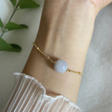 Natural Purple Lavender Jades Stone Single Bead Chains Bracelet