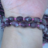 Natural Purple Lepidolite Beads 15'' Faceted Oval Olive DIY Beads
